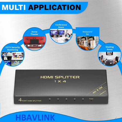 4K HDMI Splitter - 1 Input 4 Output for PS5/PS4/Fire Stick/Roku