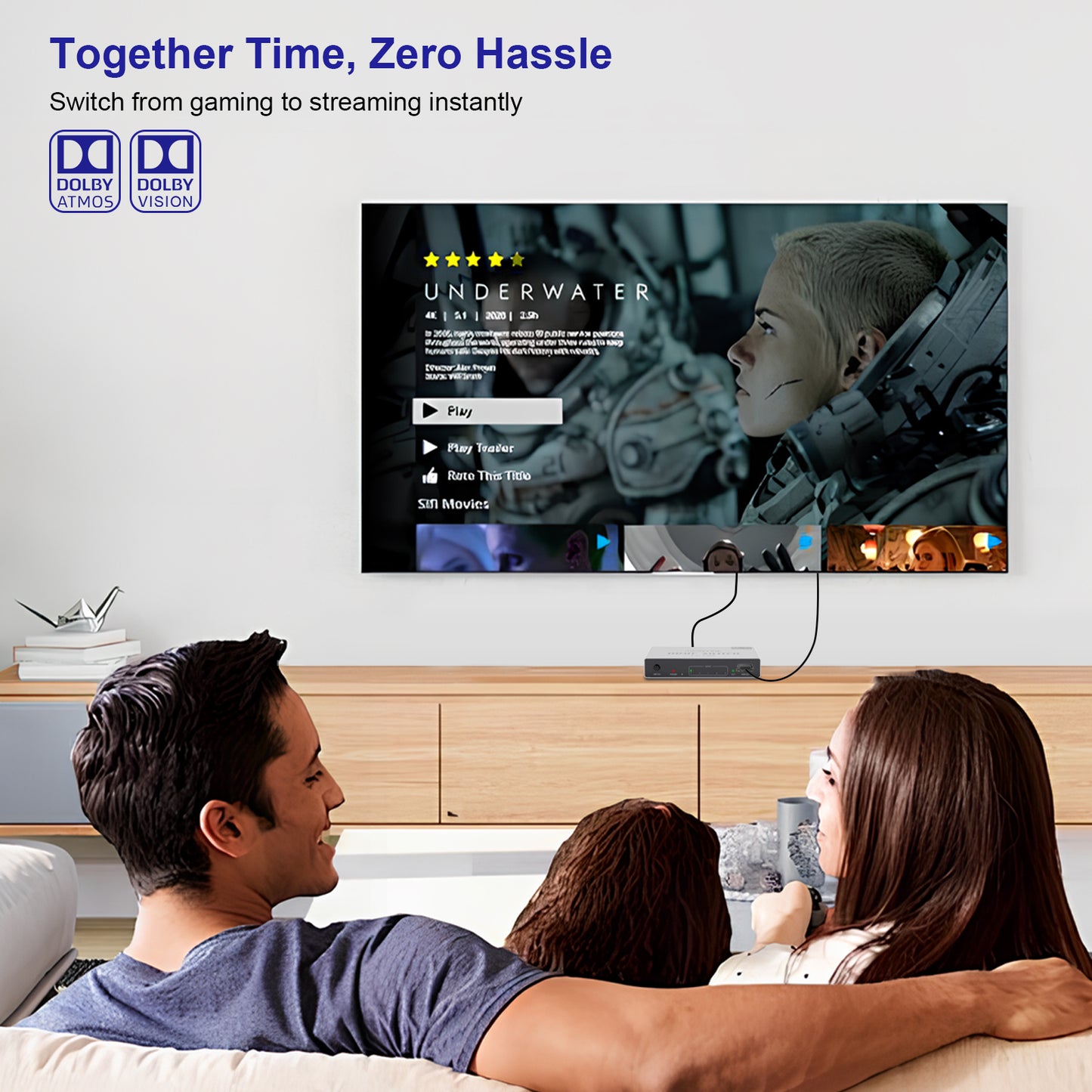 HDMI Switch 5 in 1 Out 4K 60Hz,  with Remote & Manual Switch, Support Dolby Atmos/Vision, HDR, CEC,