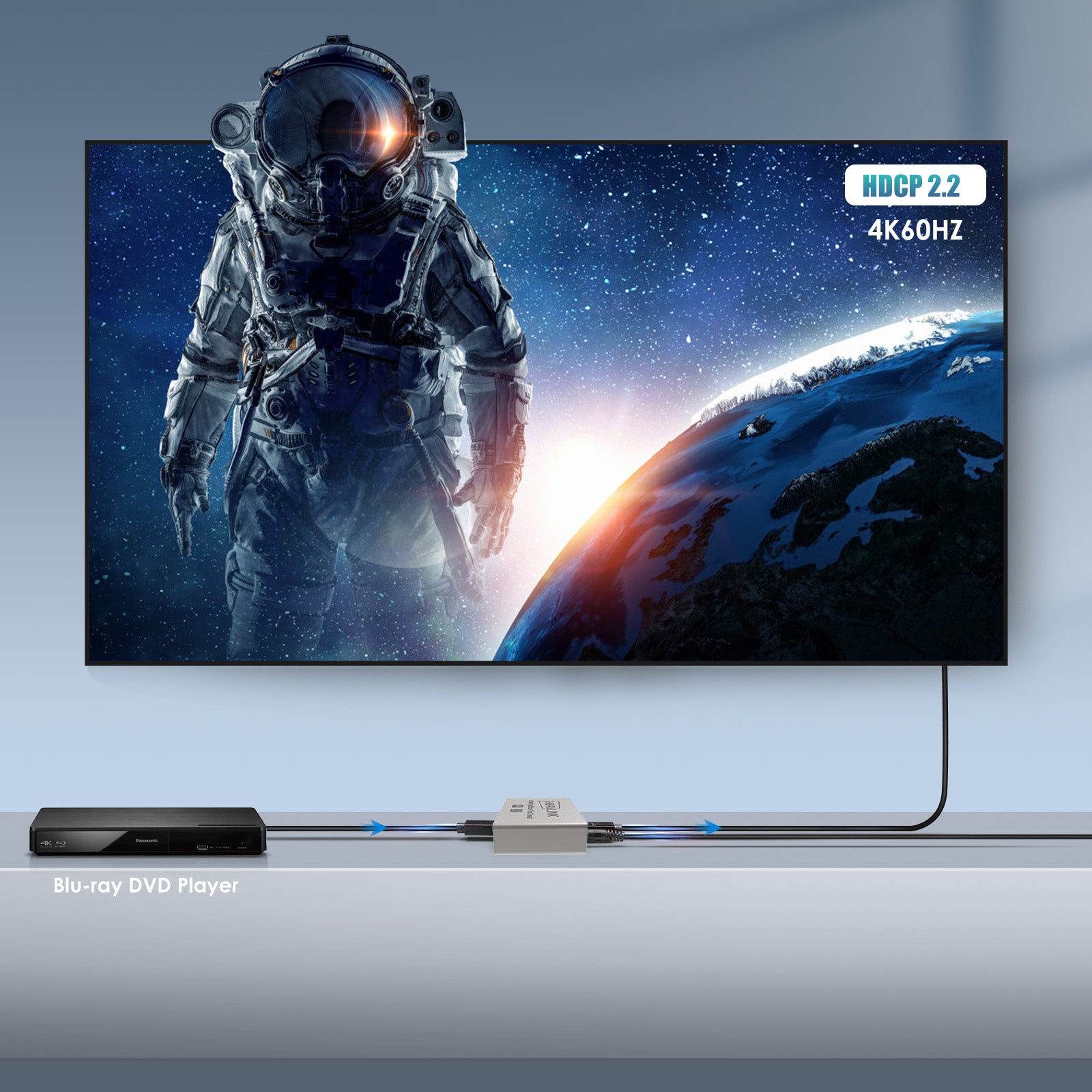 HDMI Splitter 1 in 2 Out 4K 60Hz - EDID Clone, HDCP2.2, HDR, Dolby Atmos, Dolby Vision