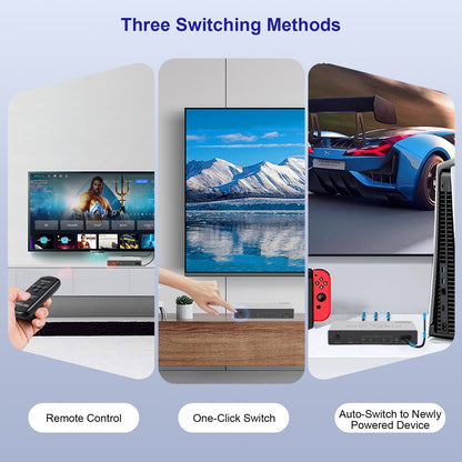 HDMI Switch 5 in 1 Out 4K 60Hz with Remote & Manual Switch,