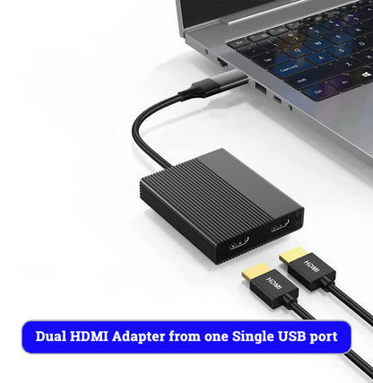 USB Dual Monitor Adapter - 4K 60Hz, Windows/macOS/Android Compatible