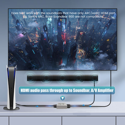 HDMI Splitter 1 in 2 Out 4K 60Hz - EDID Clone, HDCP2.2, HDR, Dolby Atmos, Dolby Vision