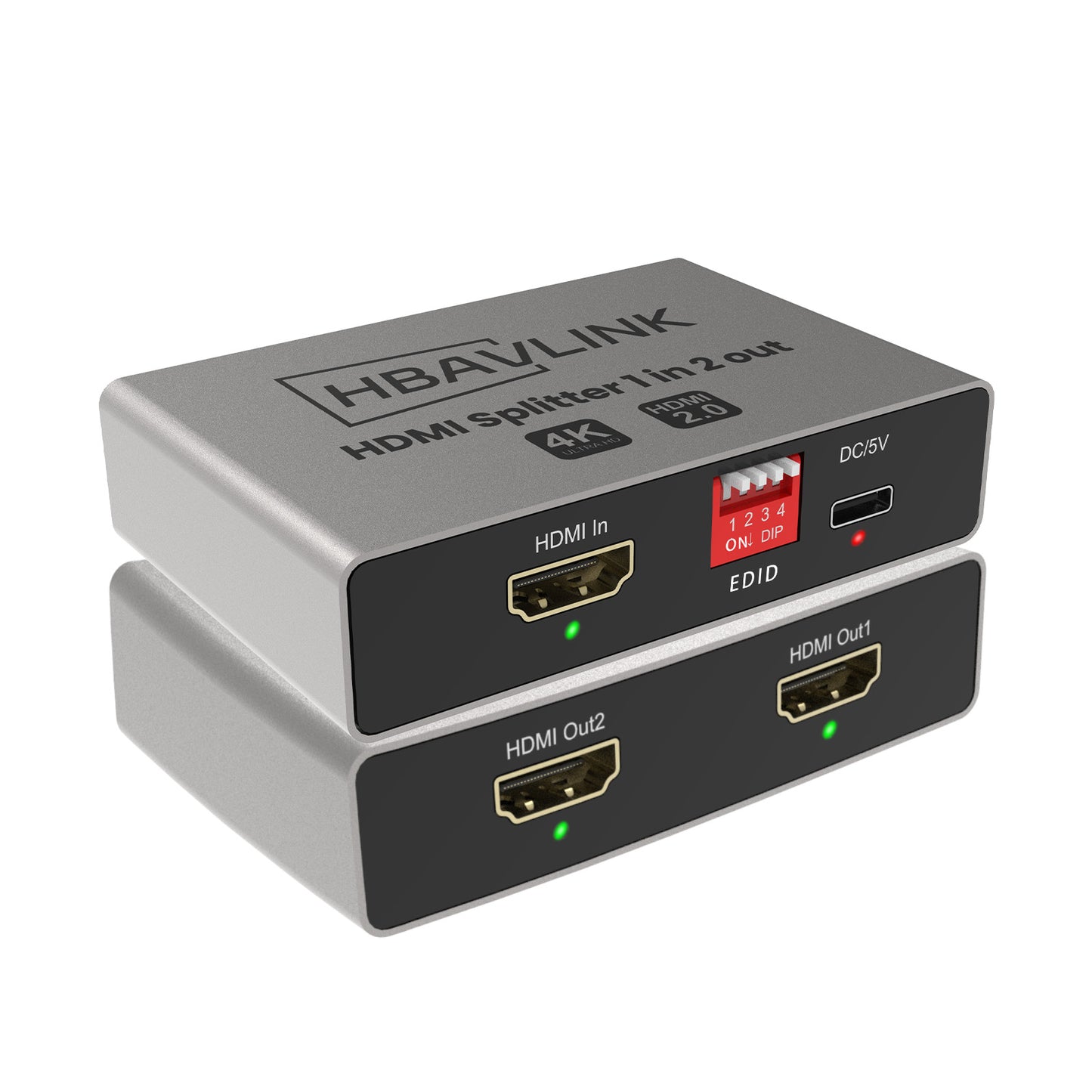 HDMI Splitter 1 in 2 Out 4K 60Hz - EDID Clone, HDCP2.2, HDR, Dolby Atmos, Dolby Vision